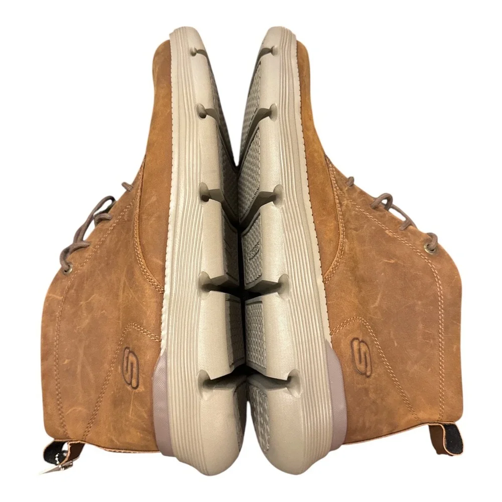 Skechers Chukka Boot Mens 11.5 Brown Leather Memory Foam 204903